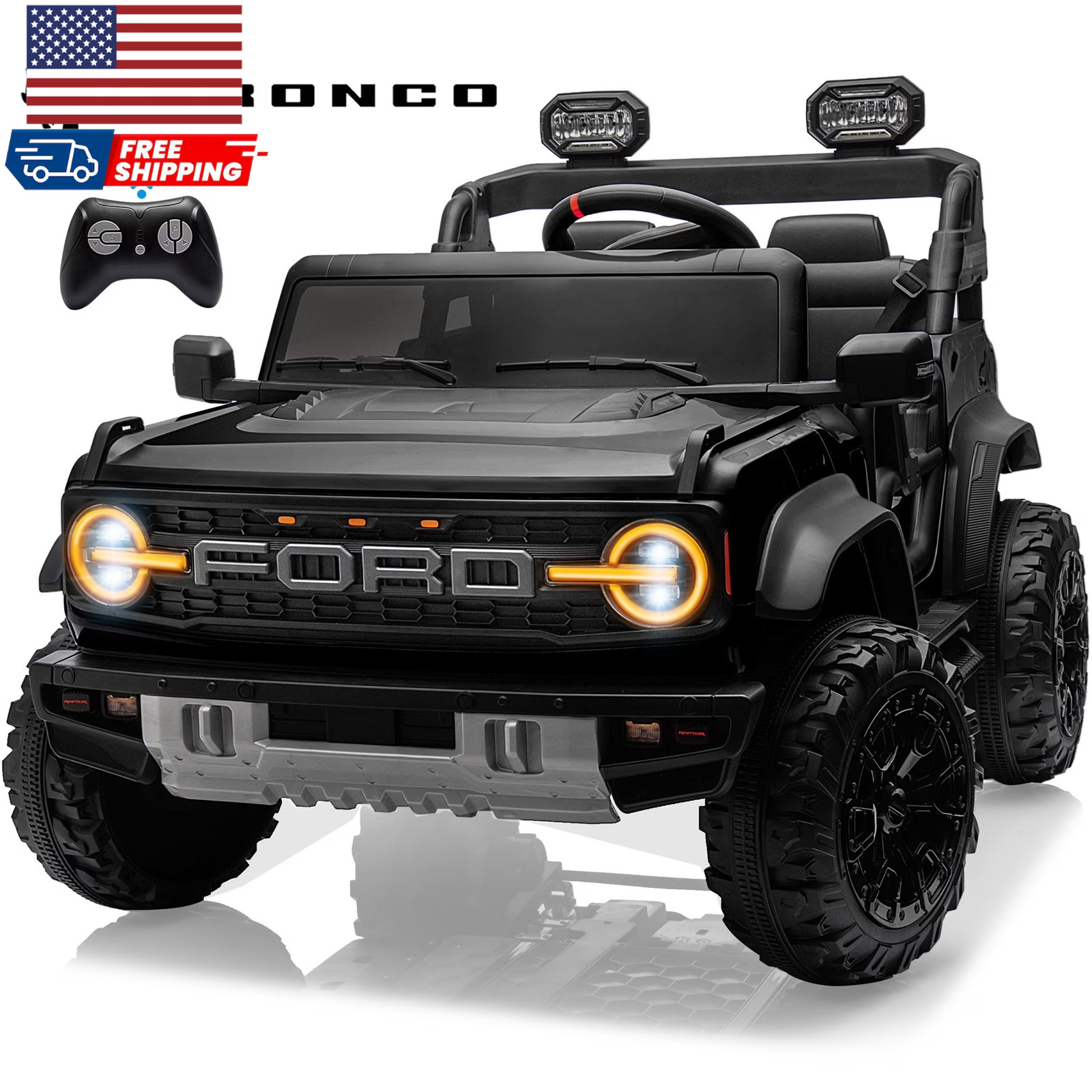 24V 2 Seater Ride on Cars for Big Kids Licensed Ford Bronco Raptor Powered Ride