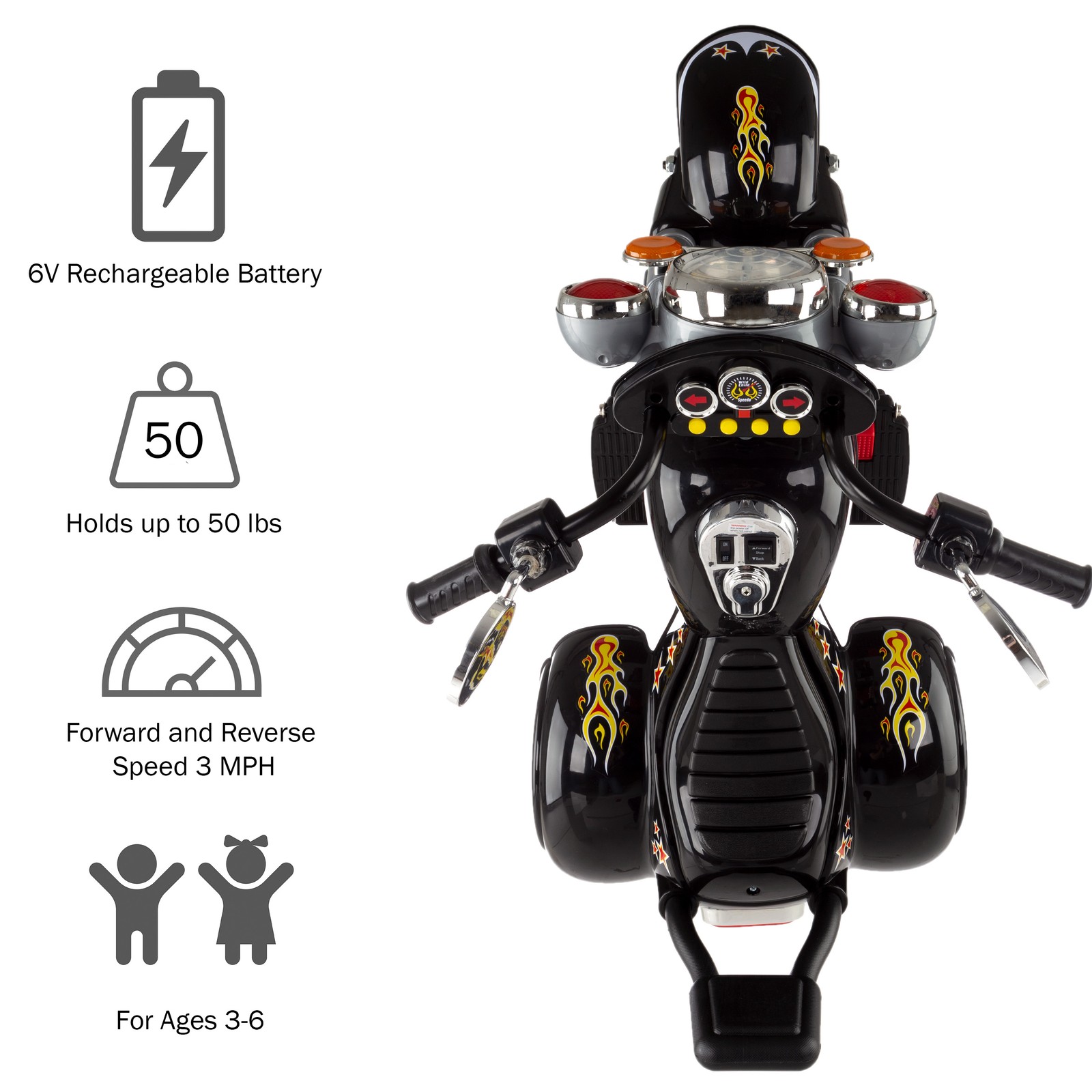 Motorcycle Kids Ride on Toy Chopper Style Wild Child Battery Operated Bike 2-4