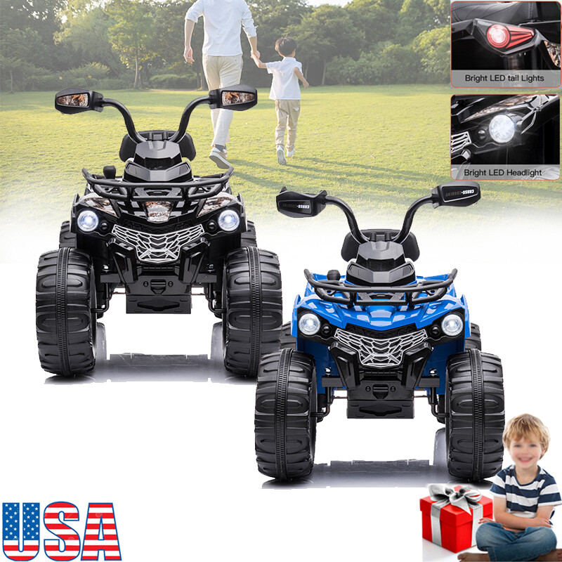 Kids Electric Ride On Car ATV 4 Wheels Battery Powered Car W/ MP3 + Lights 12V