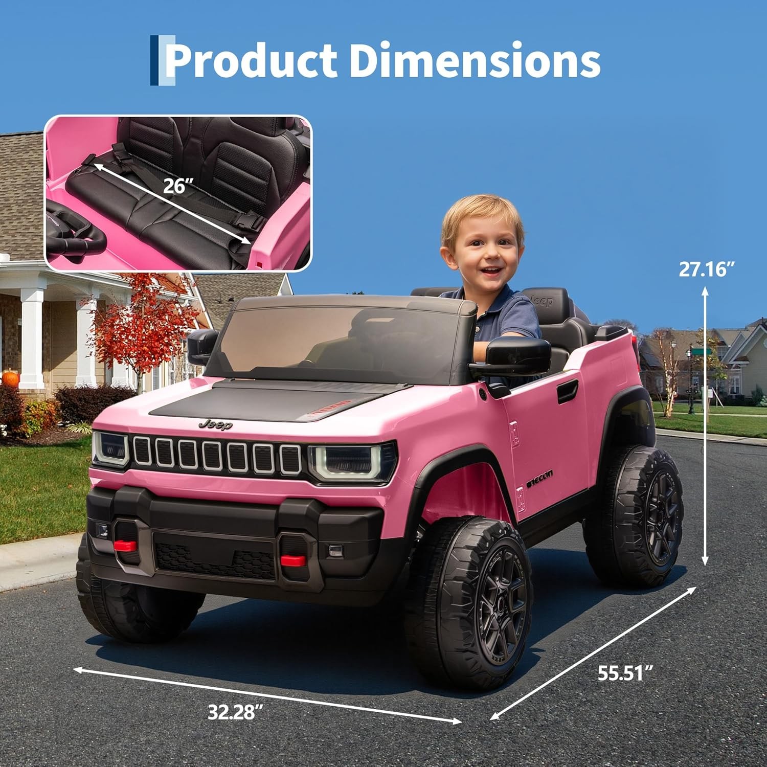 24V 2 Seater Kids Ride on Car Electric Truck Toys for Big Kids Ages 3-8