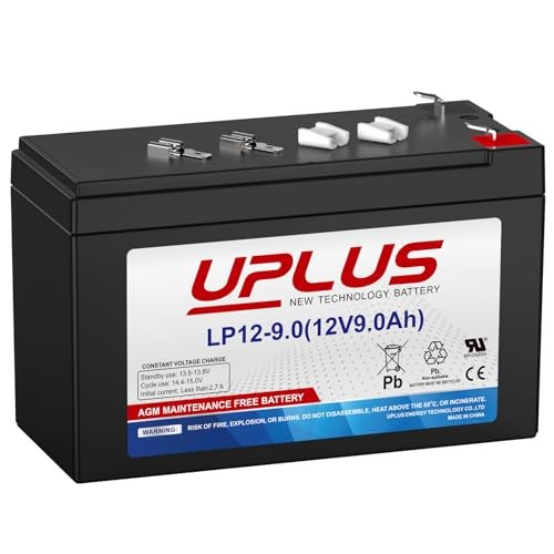 UPLUS LP12-9.0 12V 9Ah Rechargeable AGM Battery, SLA LP12-9.0 (12V 9Ah)