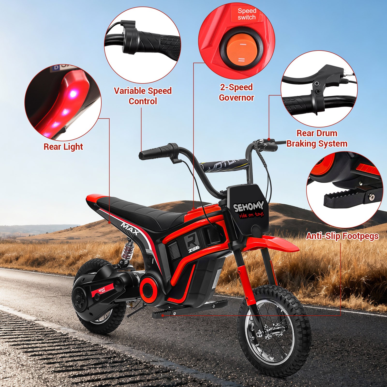 For Kids 8-12 Years 24V 350W Children’s Two-wheel Electric Mountain Motorbike