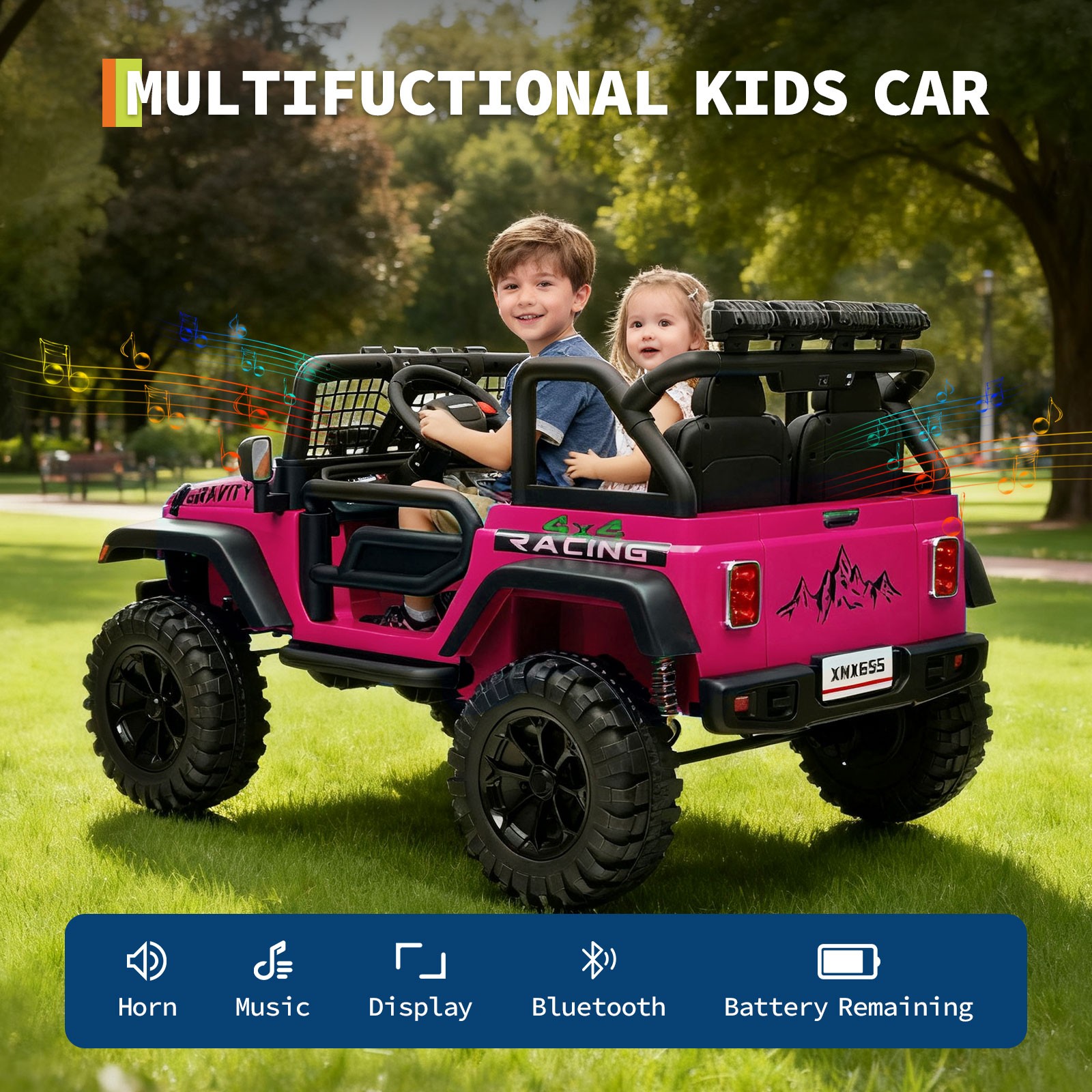 24V Ride on Car for Kids,2 Seater Electric Truck, Electric Vehicle for 3-8 Years