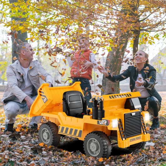 Kids Ride on Dump Truck 12V Ride on Car with Electric Dump Bed-Green