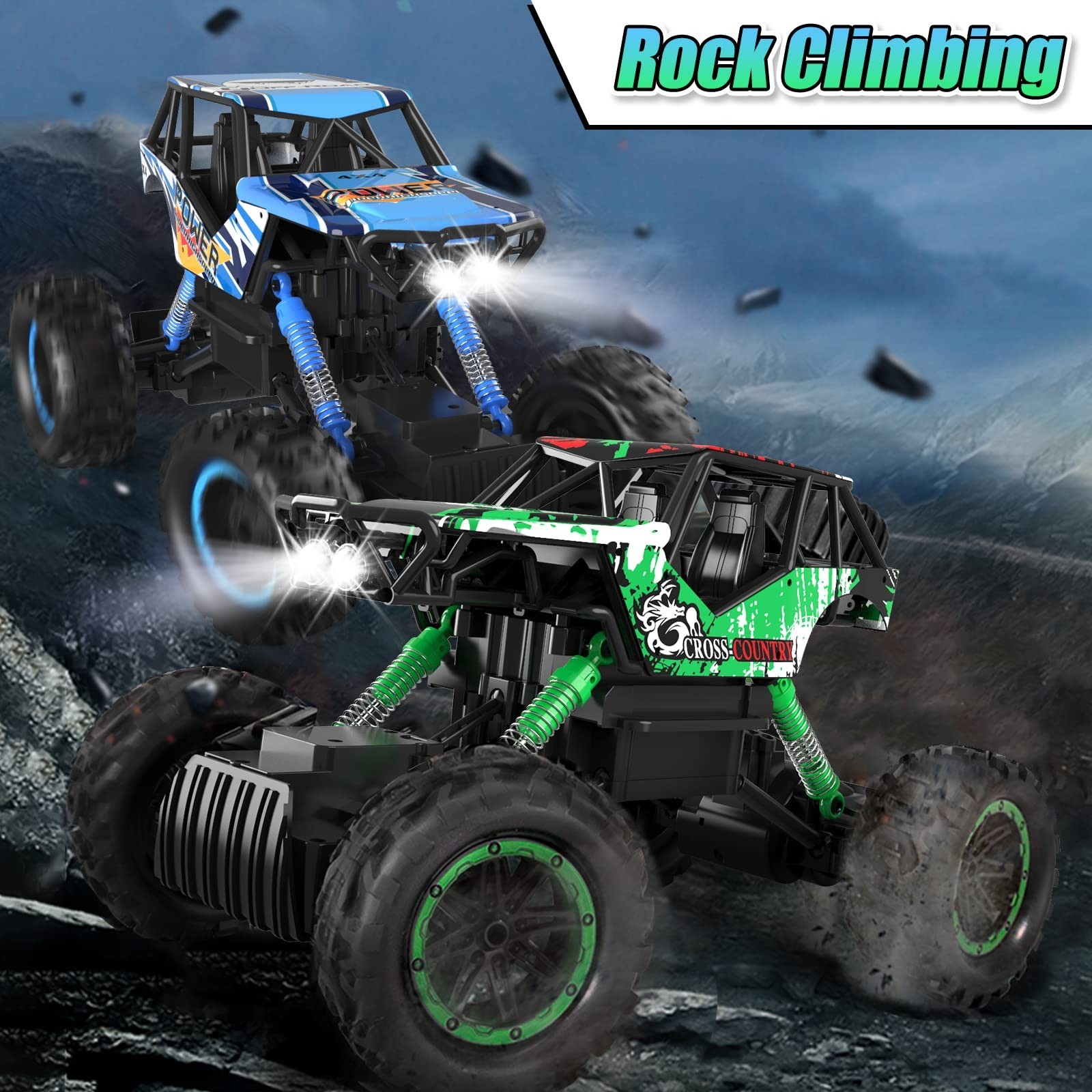 DOUBLE E 1:14 Scale Large Remote Control Car Monster Trucks with Head Lights,…