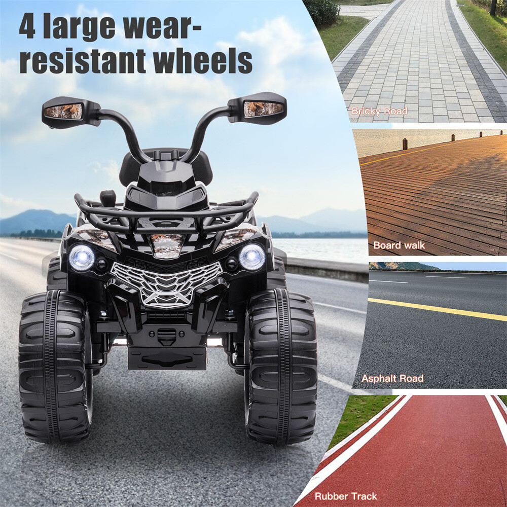 12V Kids Ride-On Electric ATV 4-Wheeler Quad Car Electric Toy W/ MP3 Headlights