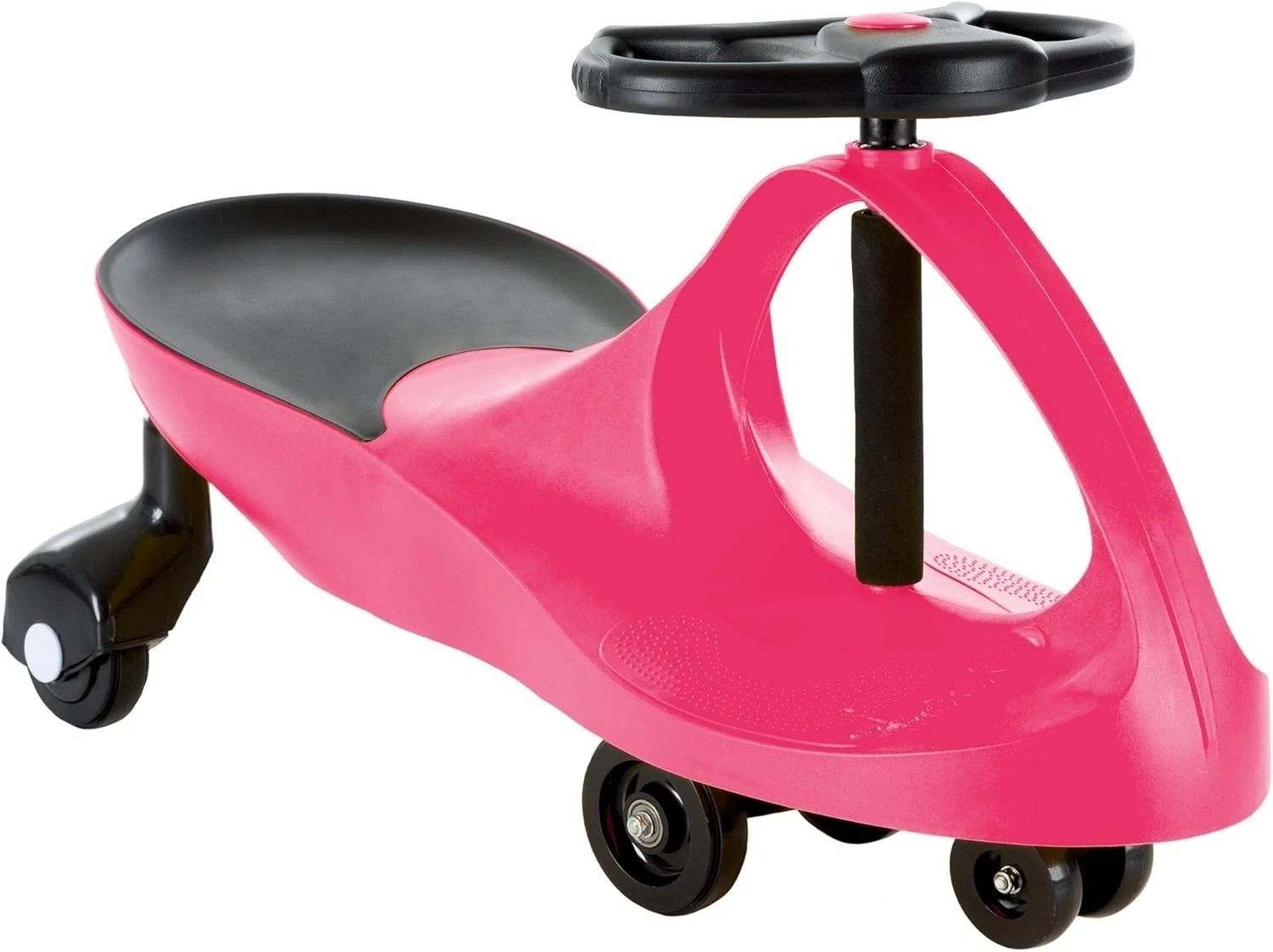 Safe Indoor/Outdoor Wiggle Car Ride On – Bright Hot Pink for Ages 3+
