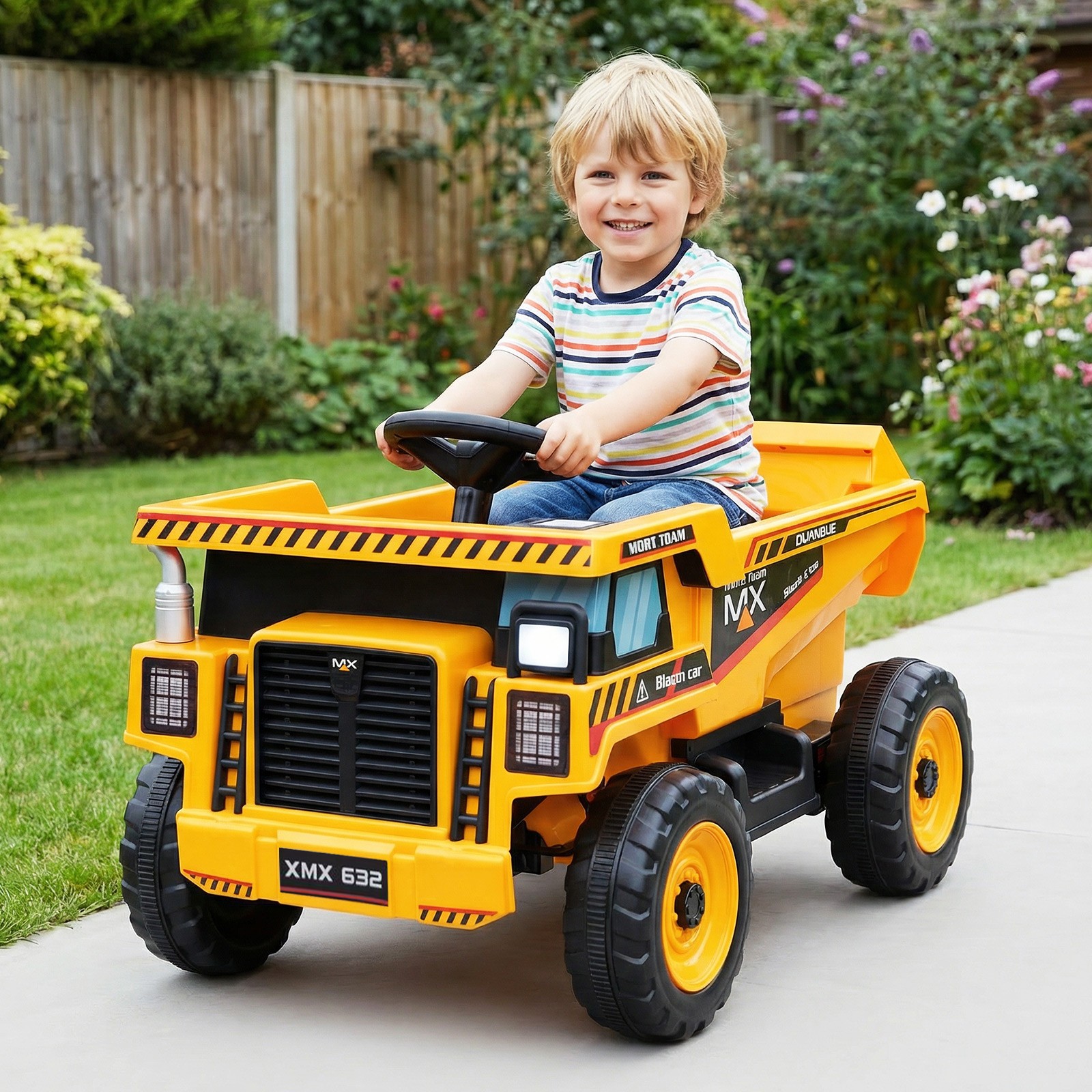 24V Ride on Dump Truck for Kids,4-Wheeler Construction Electric Vehicle w/Shovel