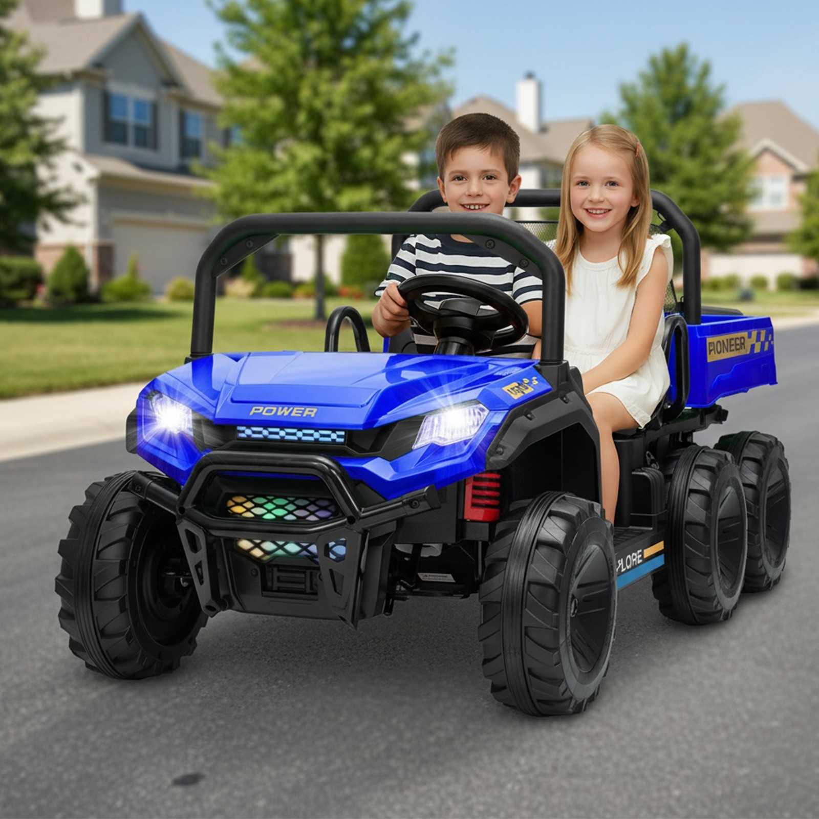 24V Ride on Dump Truck Car w/ Remote Control 2 Seater 4WD 6-Wheels Ride On Toy