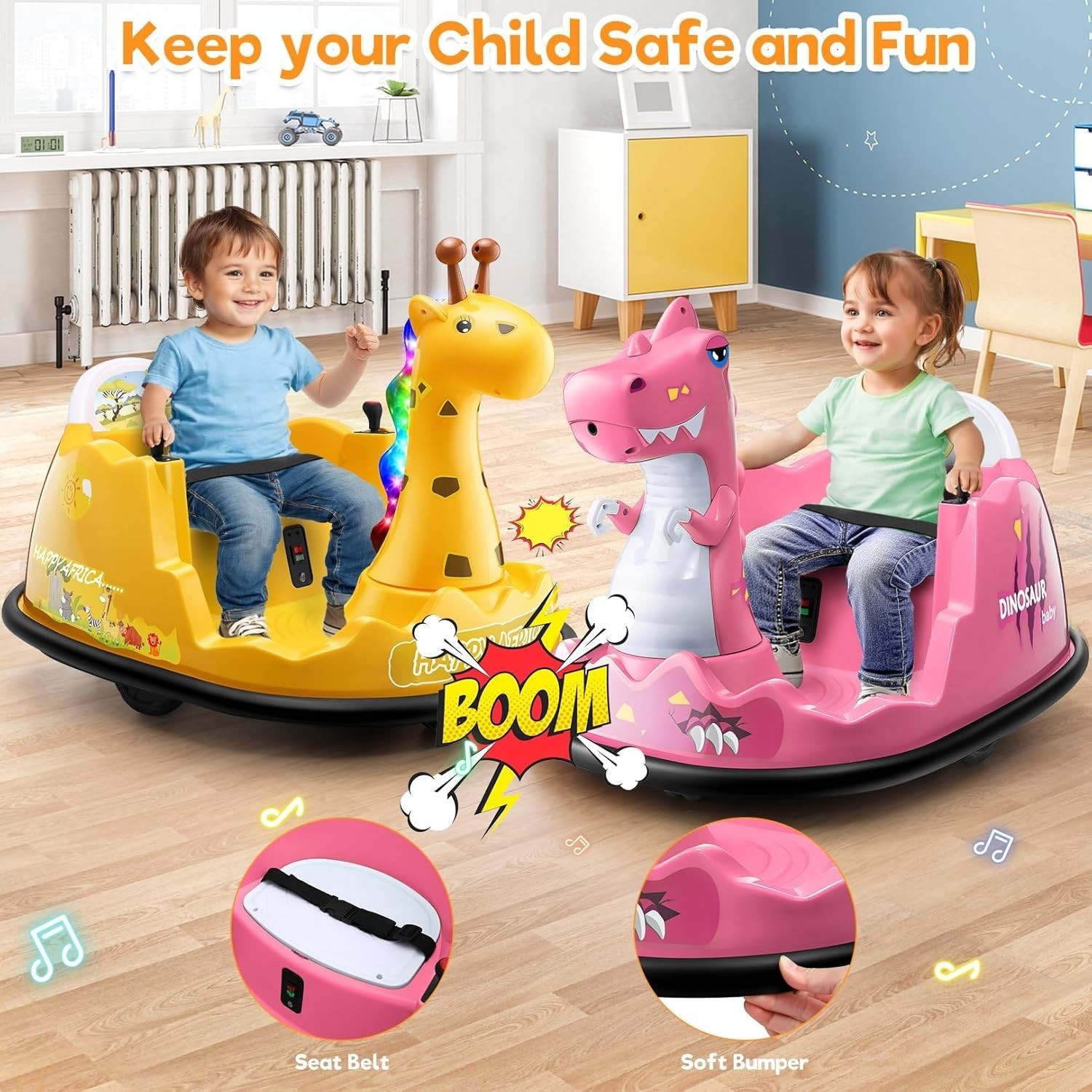 Kids Ride on Car, 12V Bumper Car for Xmas Gift w/ Parent Remote 360 Degree Spin