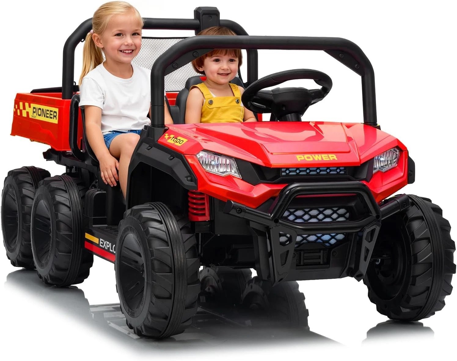24V Kids Ride On Dump Truck 4WD for Kids Electric Car Toys 6 Wheeler W/Remote