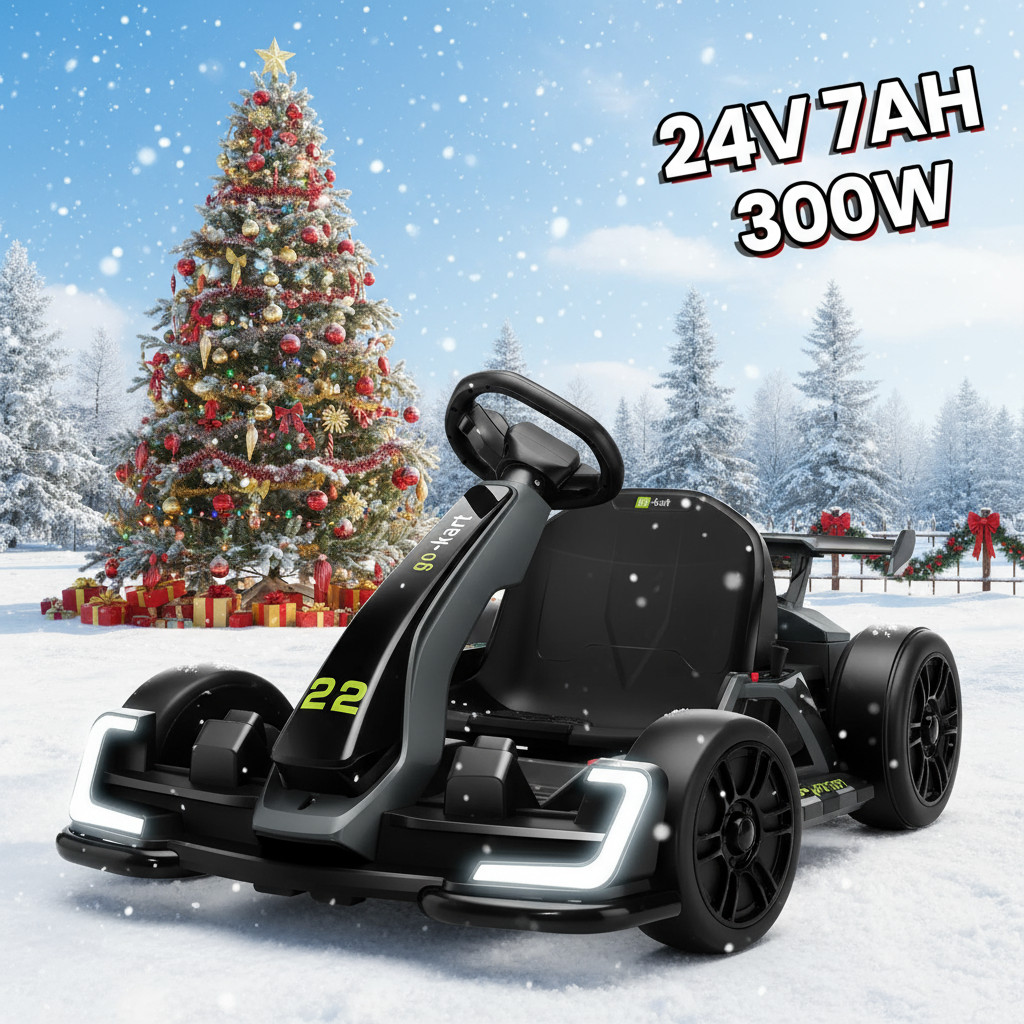 24V Electric Go Kart for Kids 2x150W Motor Drift Kart Adjustable Seat Xmas Gift