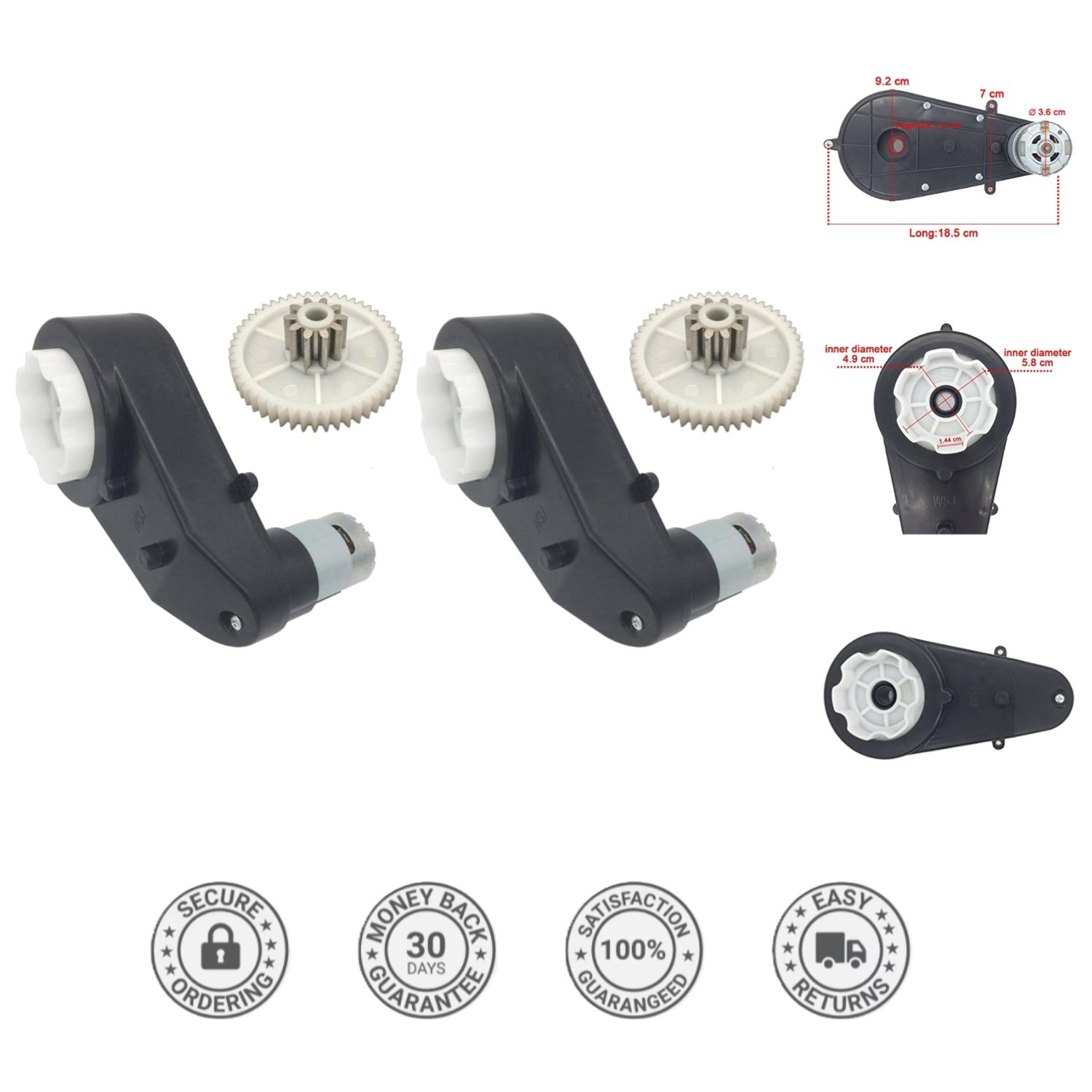 High Performance 550 15000RPM Gearbox – 12V Motor for Children’s Cars (2 Pack)