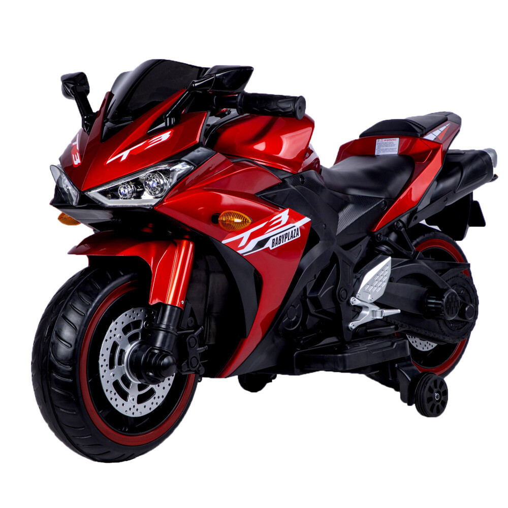 Kids Motorcycle 12V for Age 3-6 Training Lighting Wheels Manual Throttle by Hand