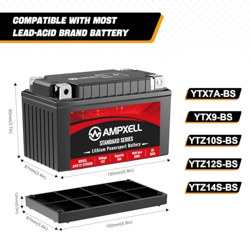 YTX9-BS YTX7A-BS Lithium Motorcycle Battery 12V YTX9-BS 12V 300A 5Ah[+ – ]