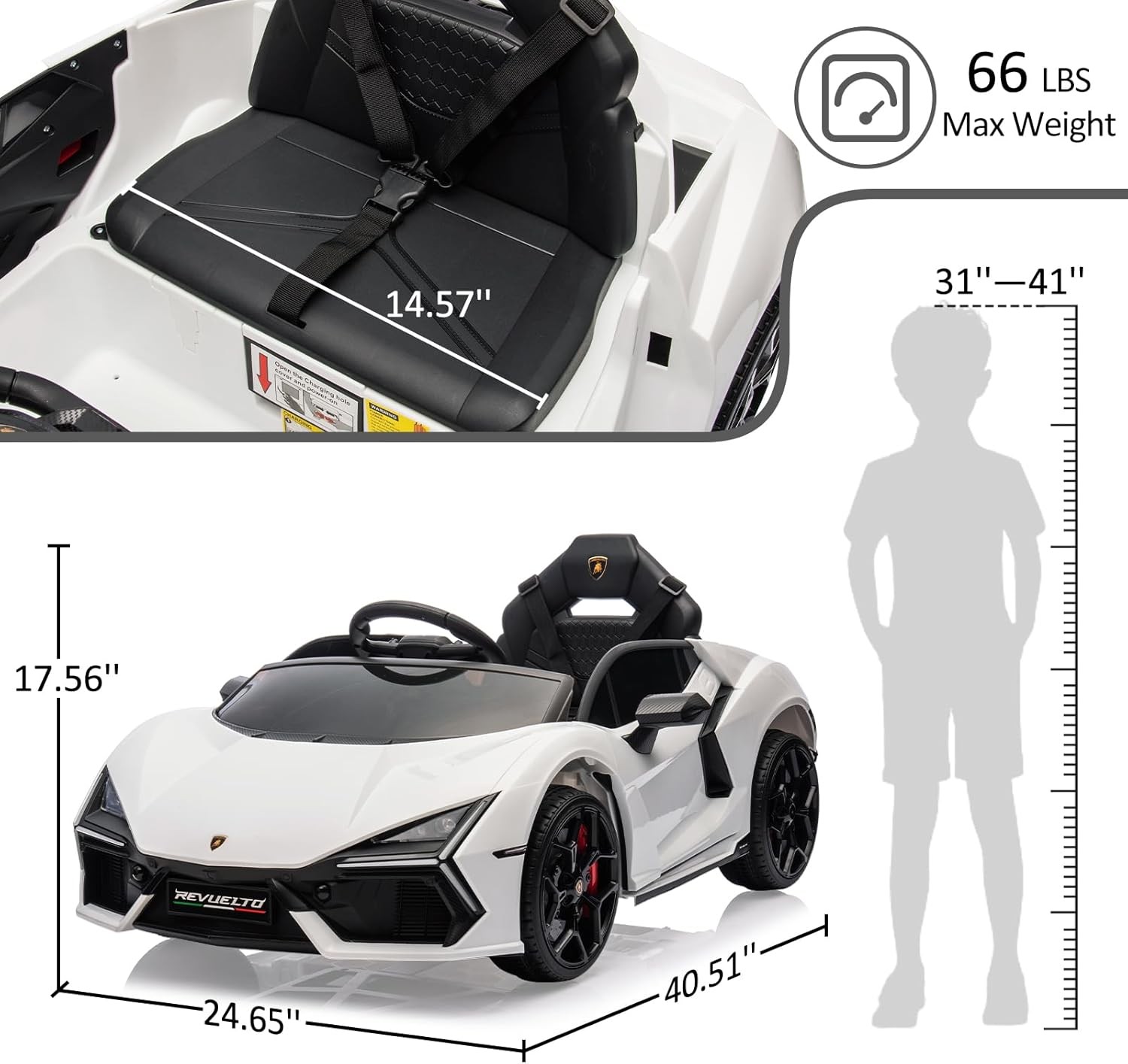 Kids 12V Battery Electric Ride On Car Toy with Remote Control LED Light
