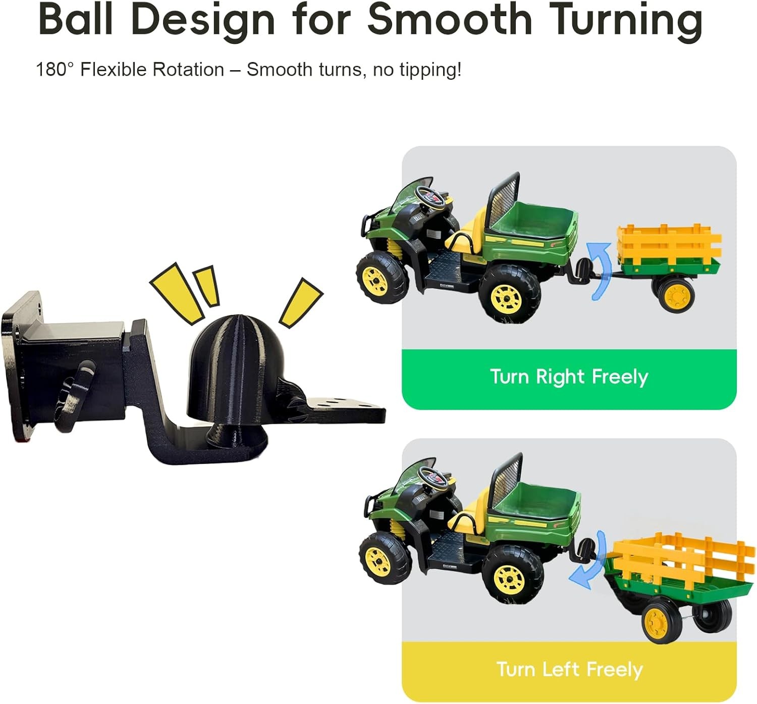 Kids Trailer Hitch Adapter for 3/8″ Power Wheels Ride On Toys