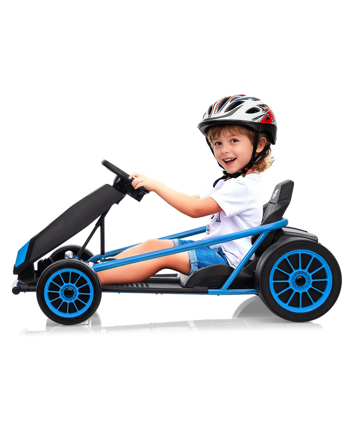 24V Kids Go Kart Dual 300W Motor 9Ah Battery Fast Drift Metal Frame Music