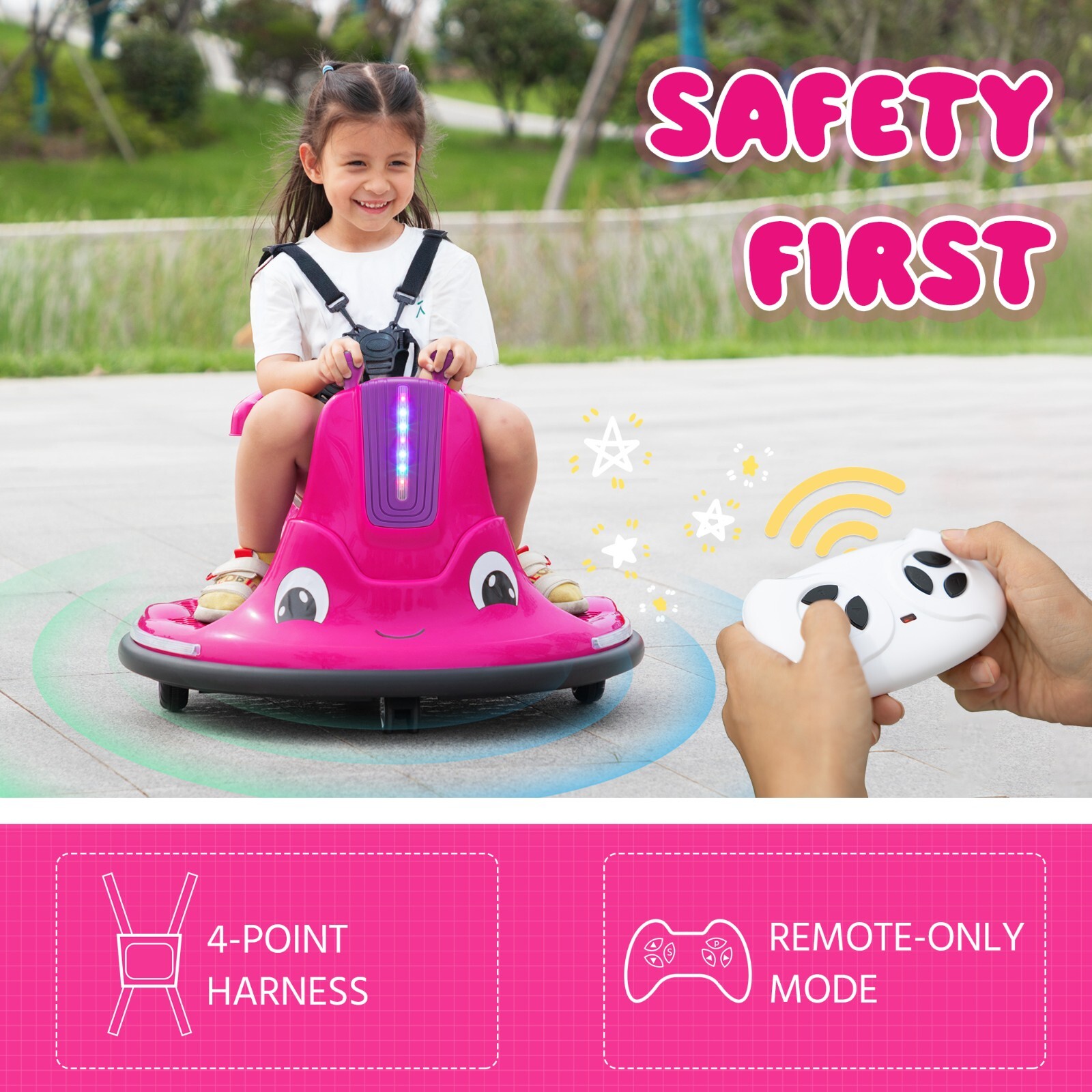 TOBBI Toddlers Bumper Car 12v Baby Electric Ride On Snail Shape Toy ,360° Degree