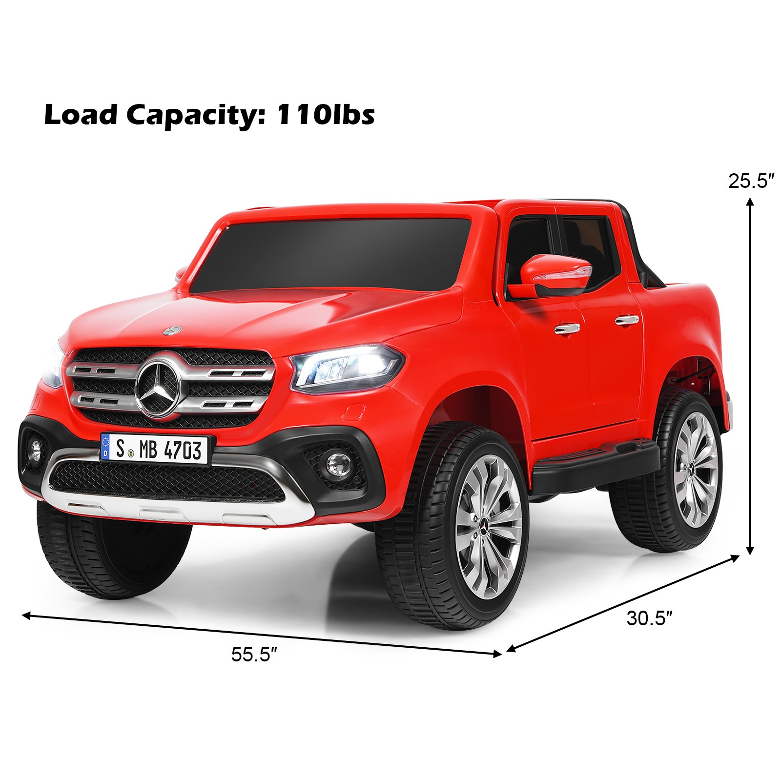 2-Seater 12V Kids Ride On Car Mercedes Benz Licensed X Class RC W/ Trunk Red