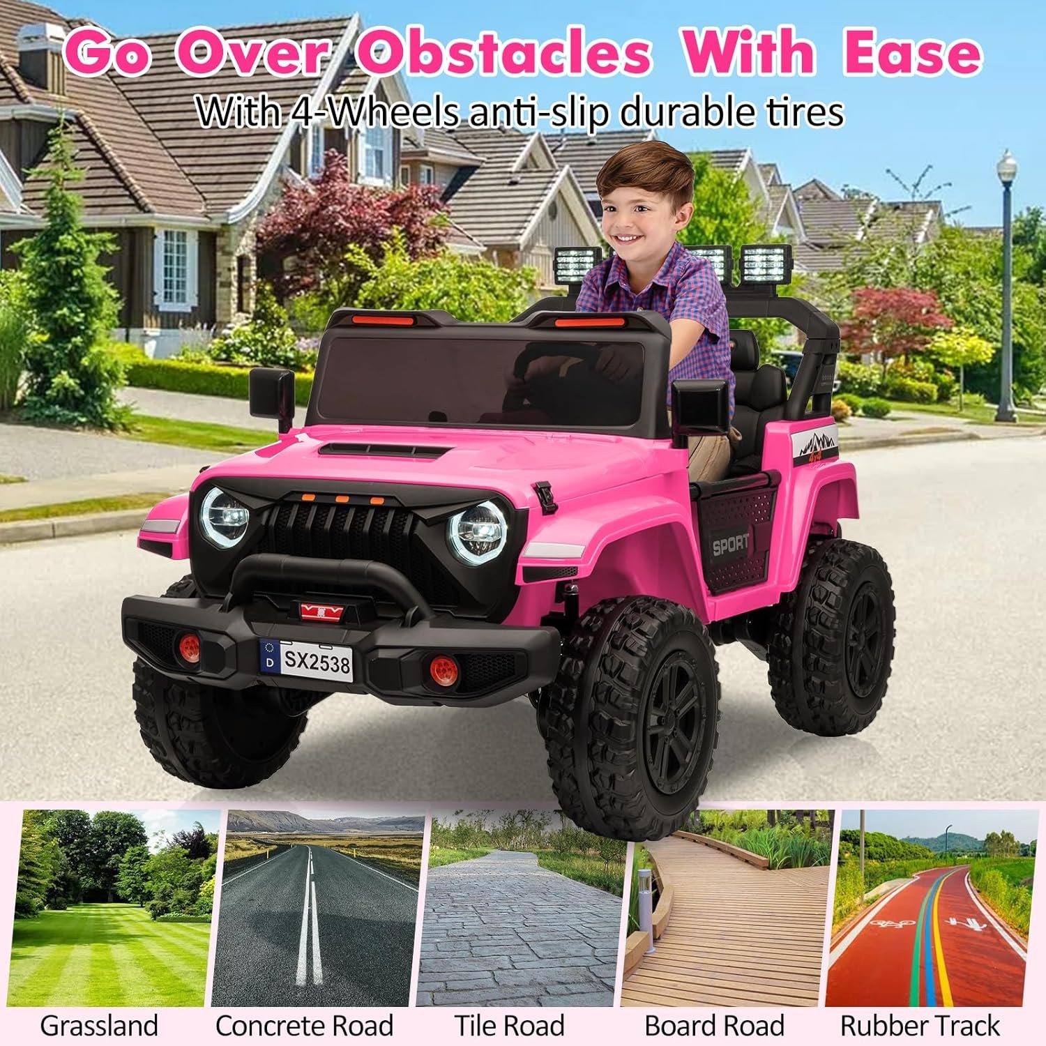 2 Seats 24V Ride On Car 4WD Electric Car Toys for Kids with Remote ＆ 7AH Battery