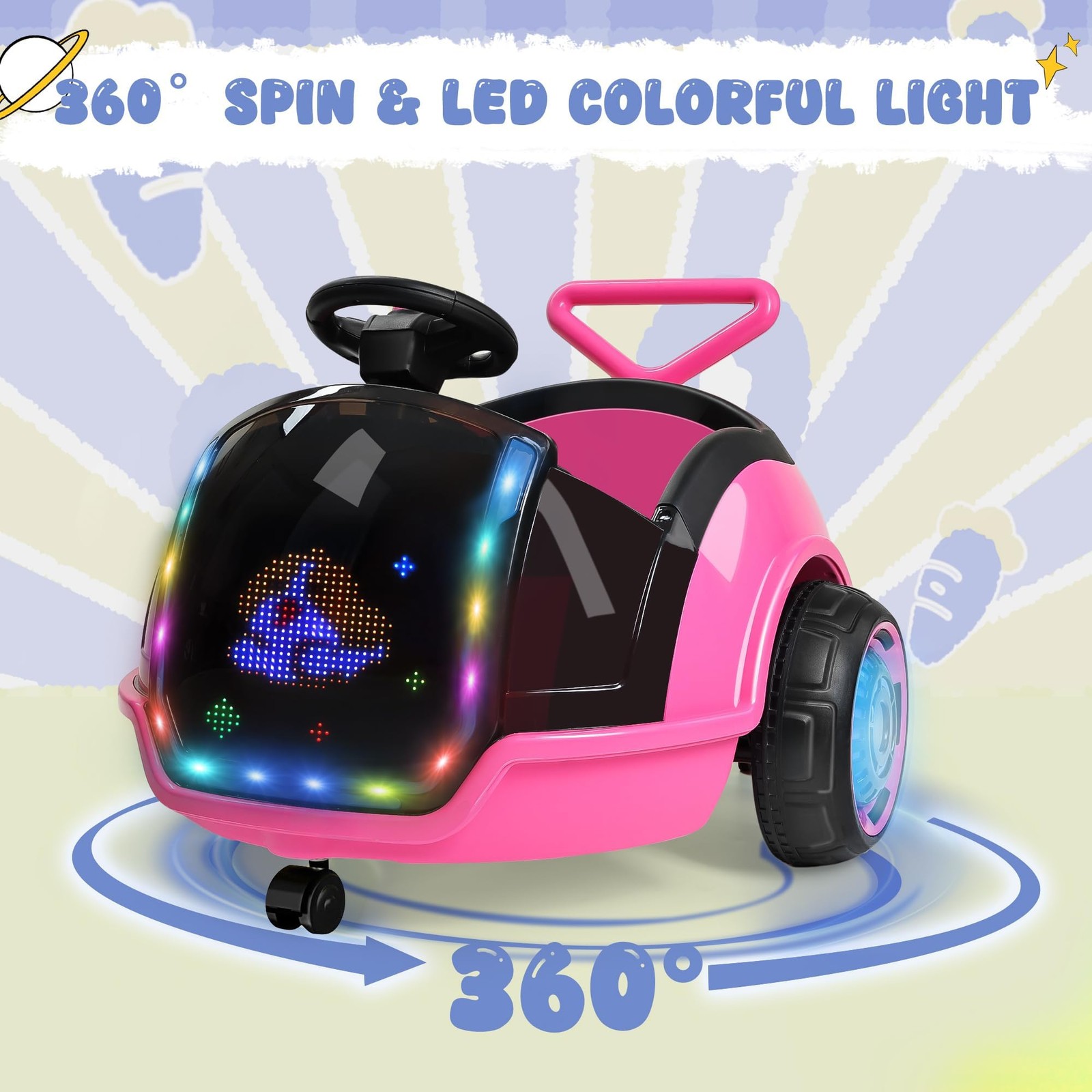 ANPABO 3-in-1 Electric Push Ride On Car, 12V Kids Ride On Toy w/Remote Contro…