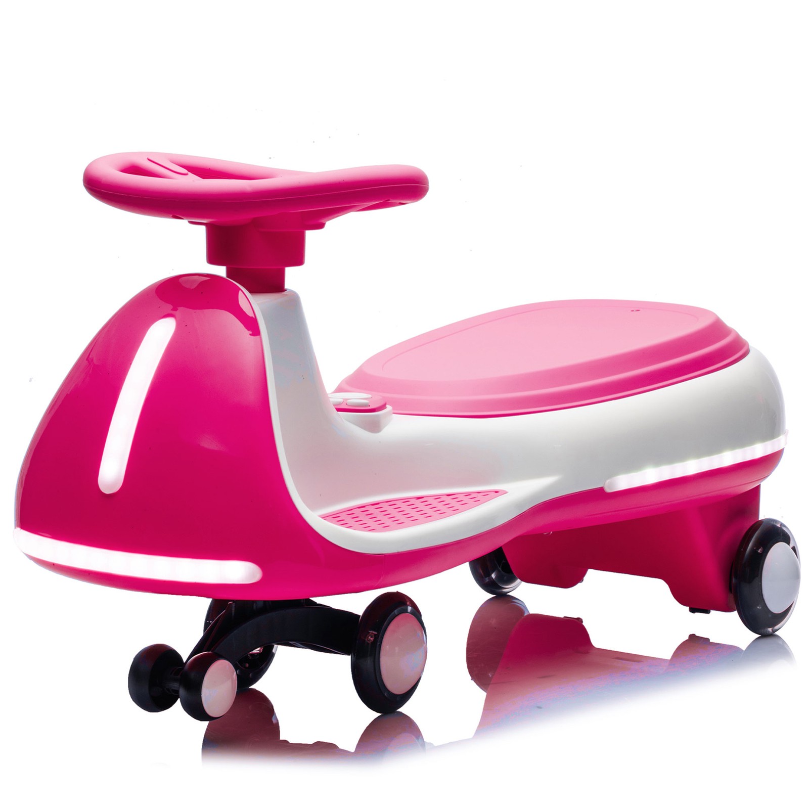 12V Kids Wiggle Car, 2-in-1 Design,LED Lights,PU Wheels,Bluetooth Music,Ages 3-8