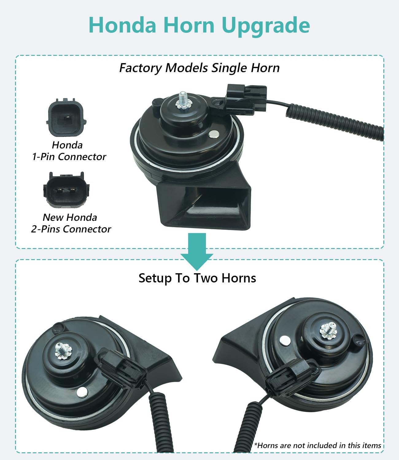 Dual Horn Upgrade Kit Compatible with Honda HR-V (2016-2022), Fit (2007-2020) &