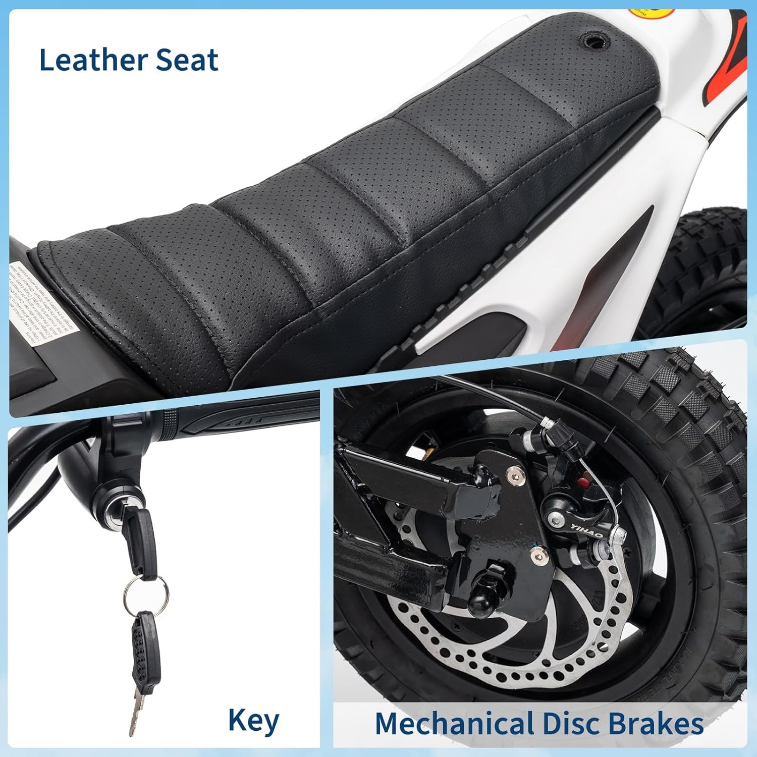 24v Ride on Motorcycle for Kids 350w Mini Dirt Bike 14 MPH White