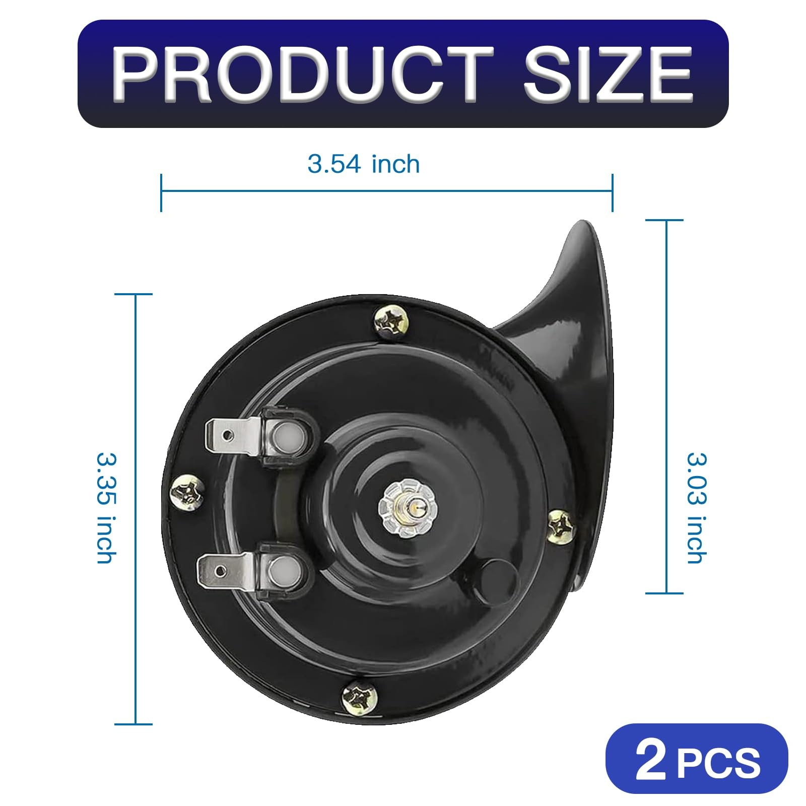 2 PCS 300DB Super Loud Train Horn Car Waterproof Air Electric Snail 12V Black