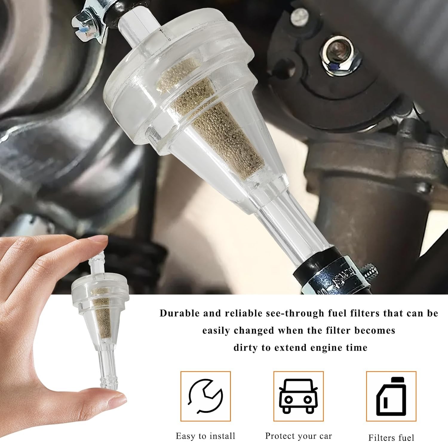 Inline 1/4″ Clear Vehicle Carb Gas Fuel Filters 10PCS Inline Fuel Filter Car