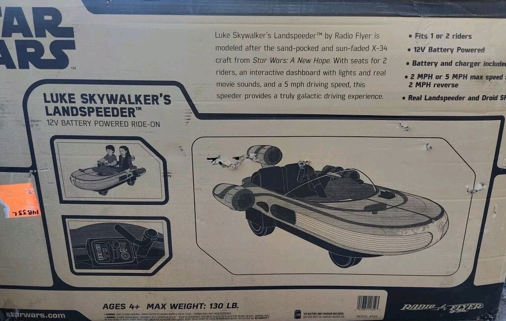 Star Wars Luke Skywalkers Landspeeder Tatooine 12v Radio Flyer New Sealed