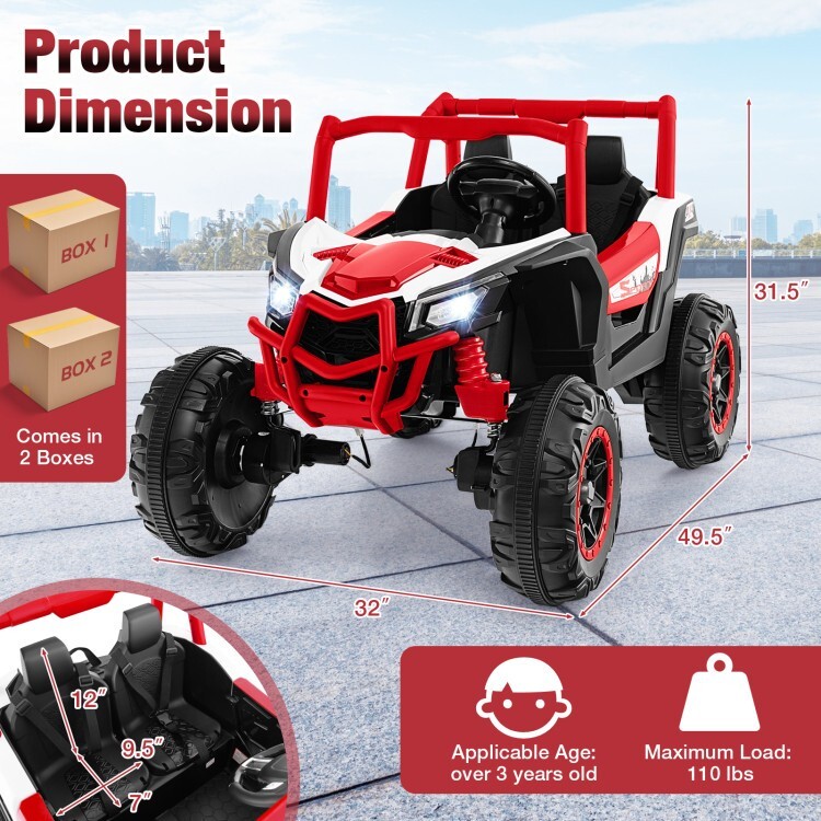 24V Battery Powered 2-Seater Kids Electric Toy Car Gift Kids With Remote Control