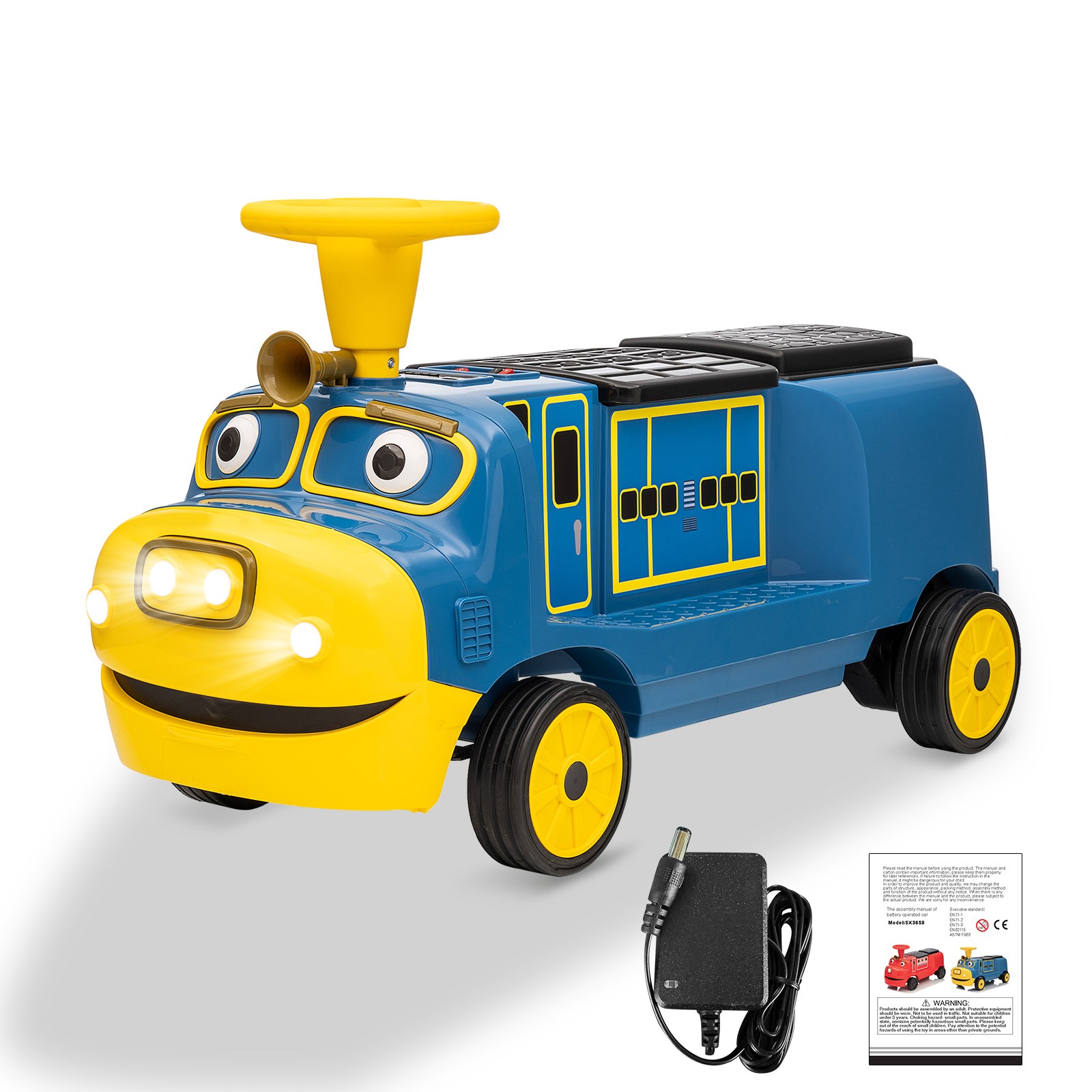 2Seater 12V Ride on Train Trackless Electric Toy Car w/Adjustable Seat Xmas Gift