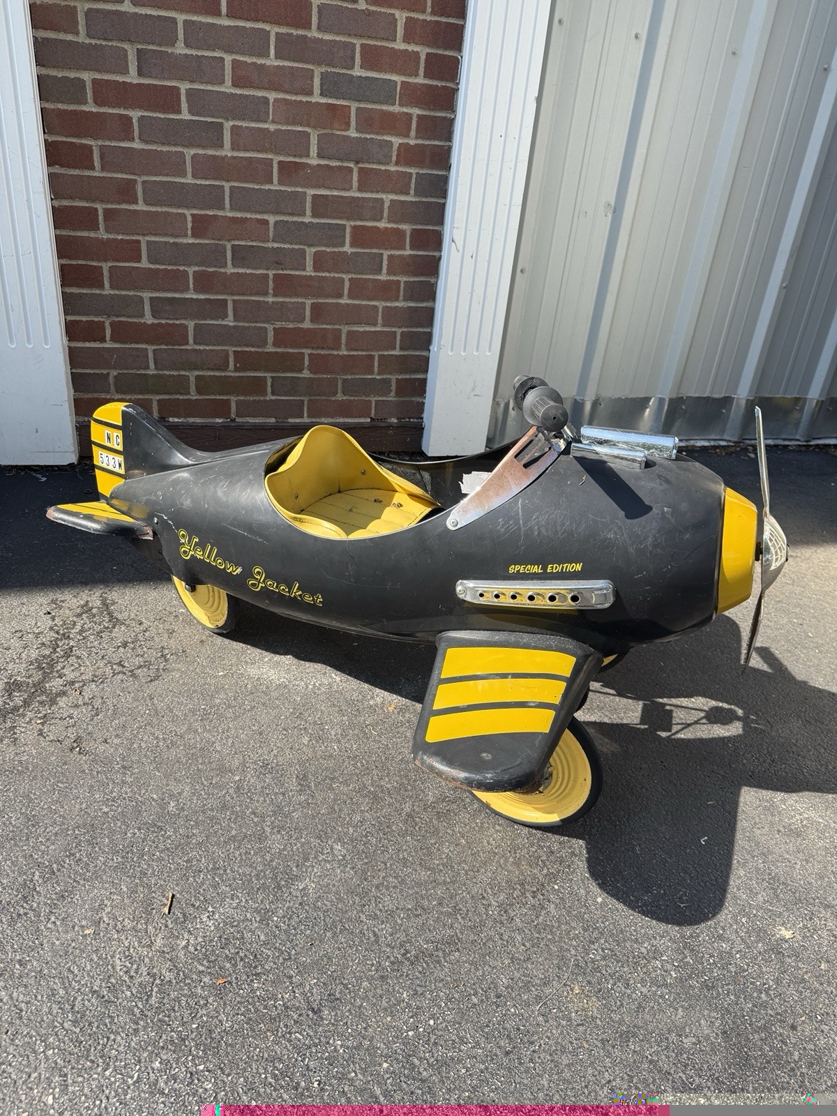 American Retro Yellow Jacket Pedal Airplane Special Edition Metal Ride On Toy