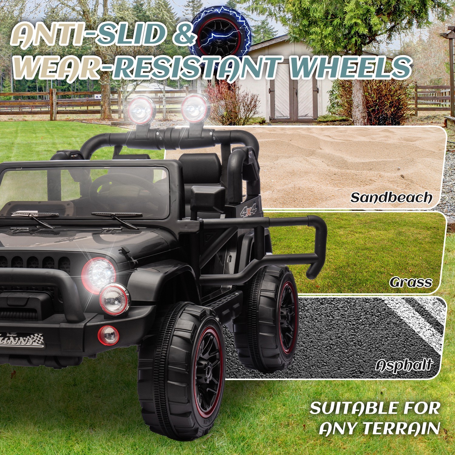 24V Kids Ride On Car 2 Seater Electric Truck Toys w/Remote, LED, 24V 7AH Battery