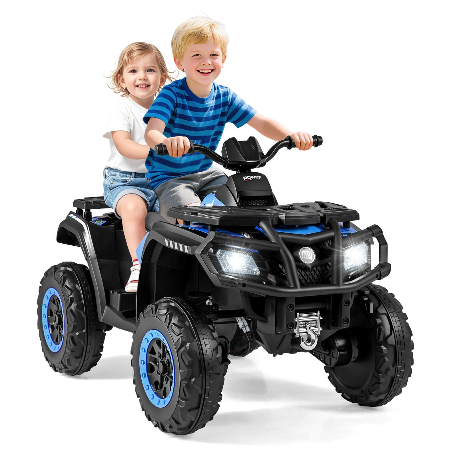 24V 2-Seater 4-Wheeler Quad Electric Vehicle w/ 4 Motors, Soft Start LED Lights