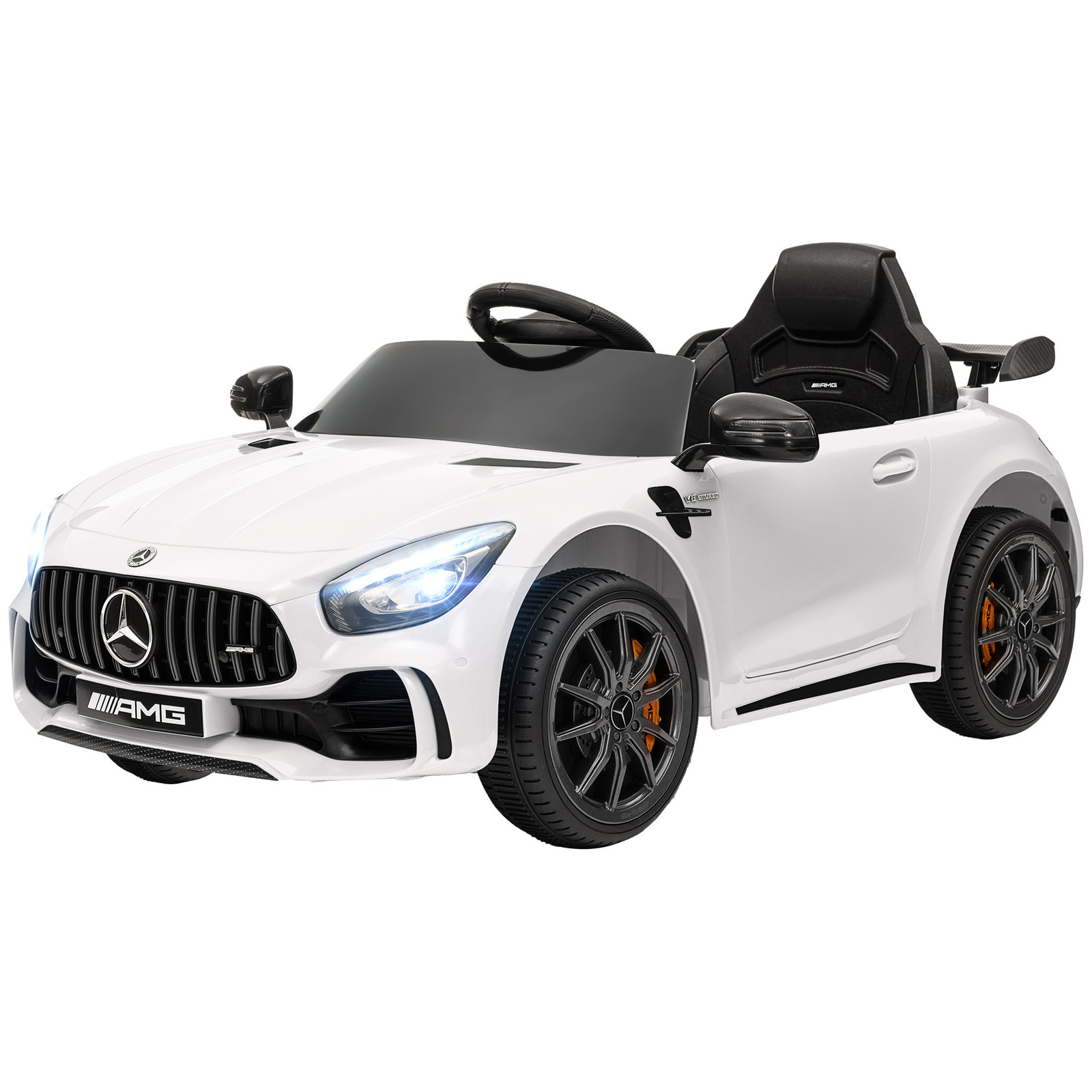 Mercedes-Benz AMG GTR Licensed 12V Kids Ride on Car w/ Remote, White