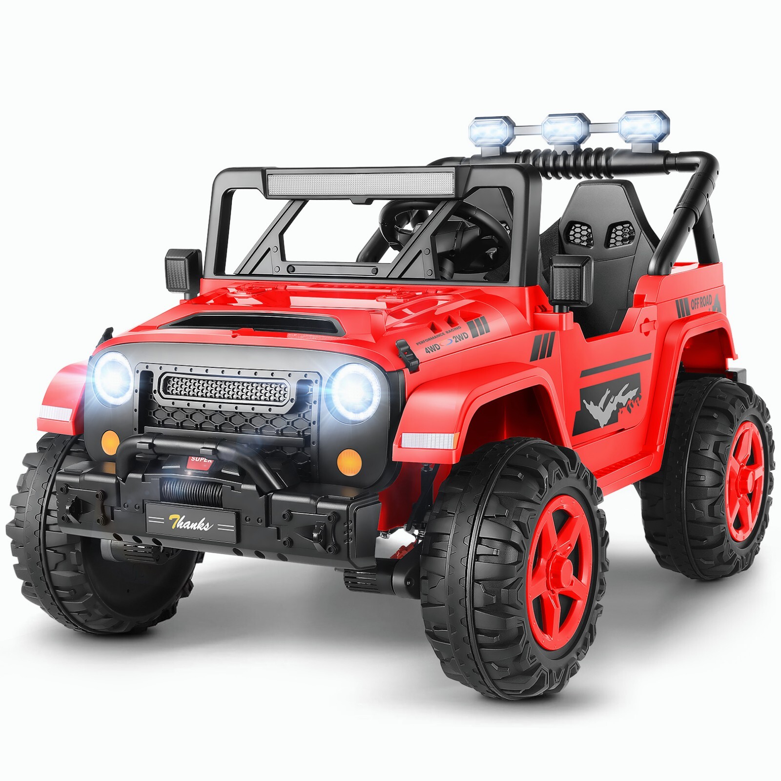 24V 4WD Ride on Cars with Remote Control, 2 Seater Power Wheels w/ 4*200W Motor