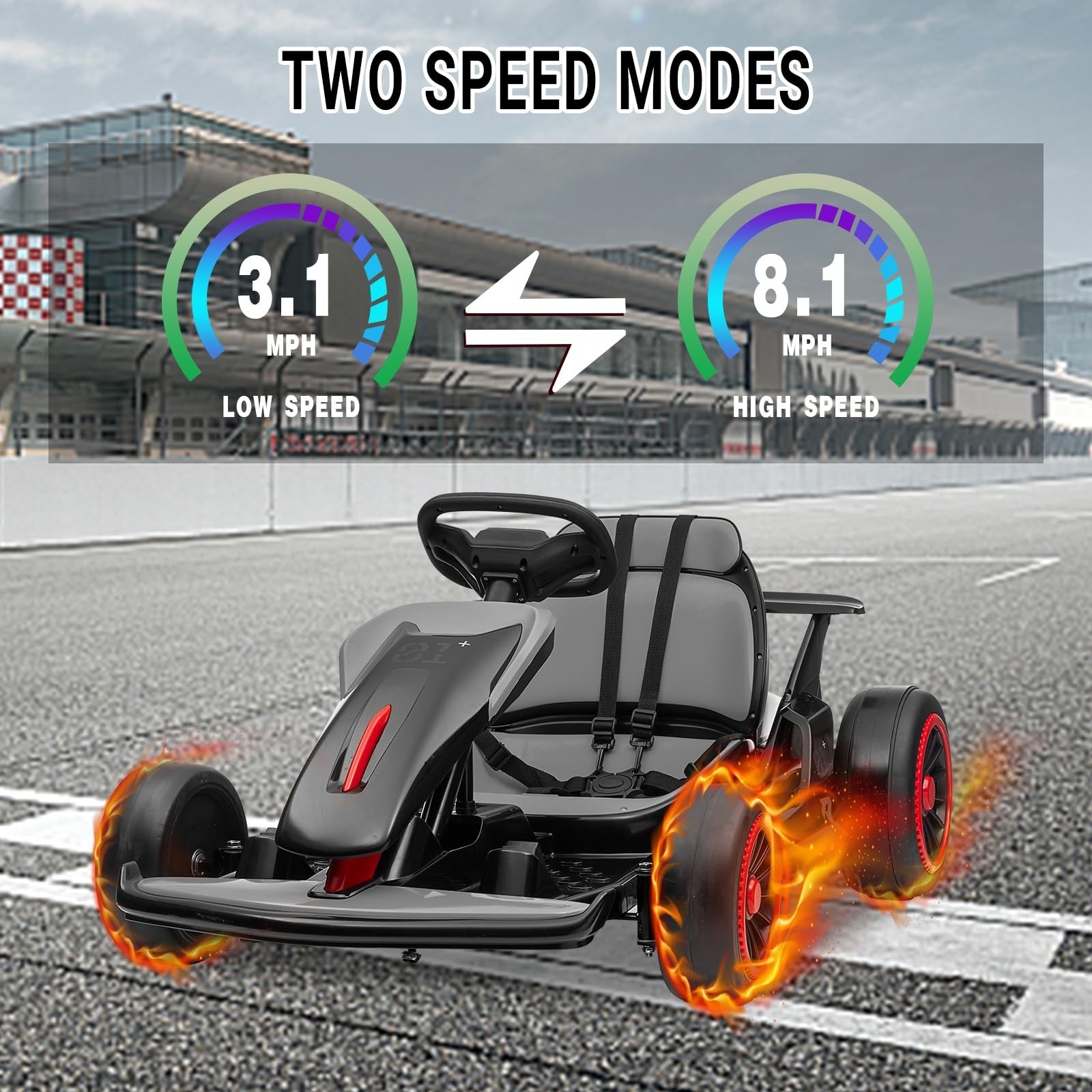 24V Go Kart for Kids Child Electric Drift Go Cart With Music 5-Point Safety Belt