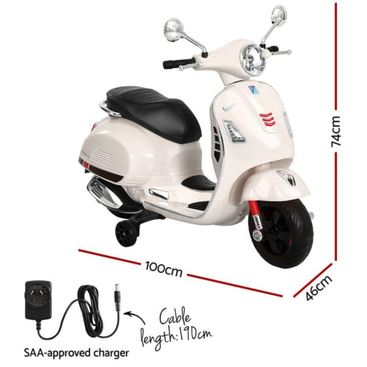 Vespa GTS Kids Electric Ride On Scooter Bike White AU