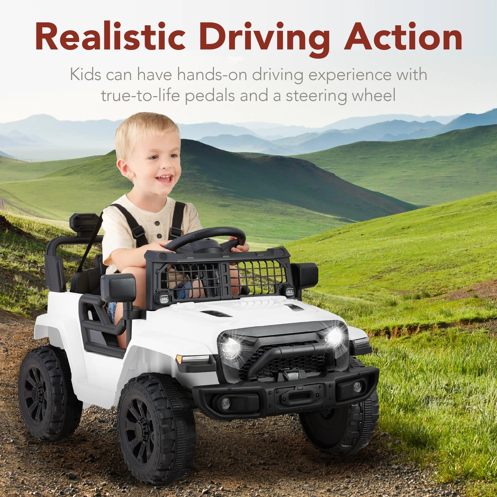 6V Kids Ride-On Truck Car W/ Parent Remote Control, 4-Wheel Suspension, LED Ligh