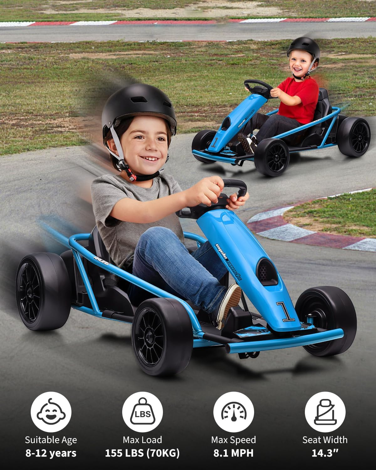 24V 9Ah Kids Ride on Go Kart Toy, High Speed 8.1MPH Drifting Car with Powerful M