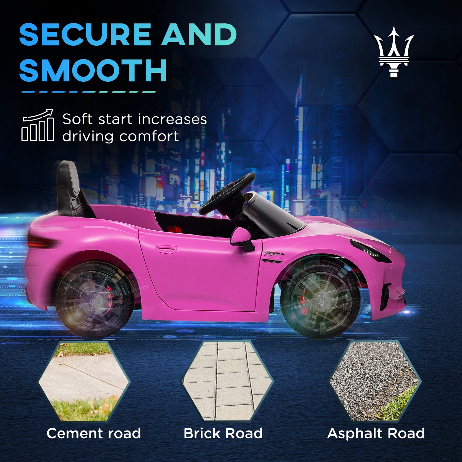 12V Kids Electric Car Licensed with Auxiliary Wheel, Remote, Pink