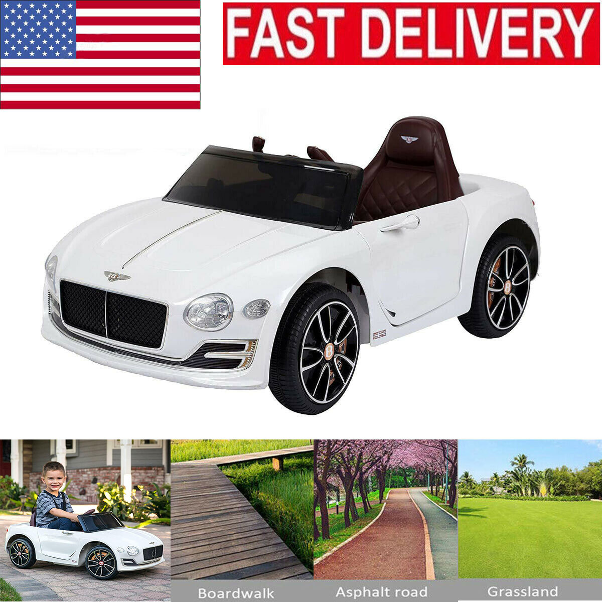 12v Ride on Toys Kids Electric Car With Remote LED MP3 Bentley EXP12 Style