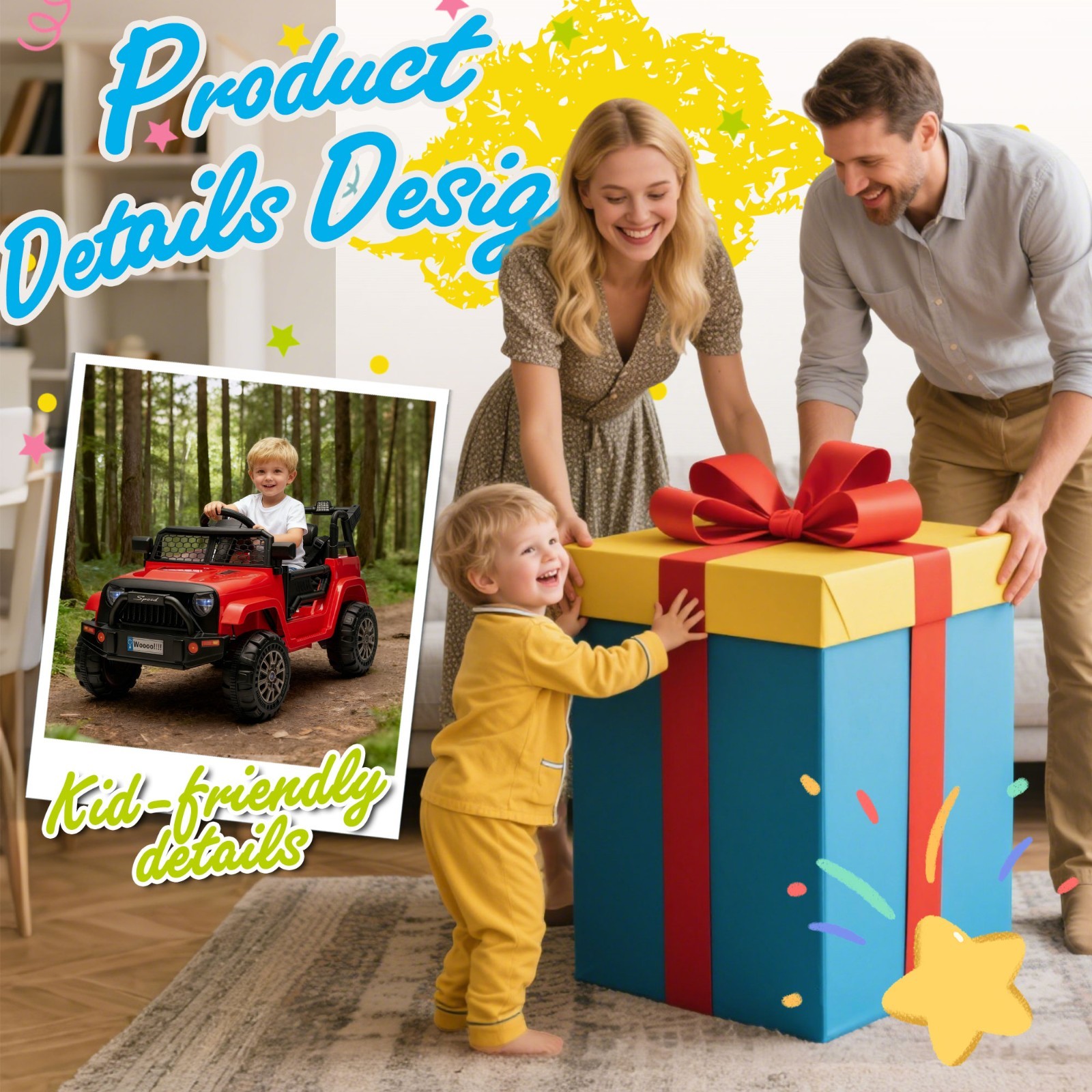 12V Kids Ride On Toys Truck w/Remote, Electric Toddler Ride on Car for Kids, Red