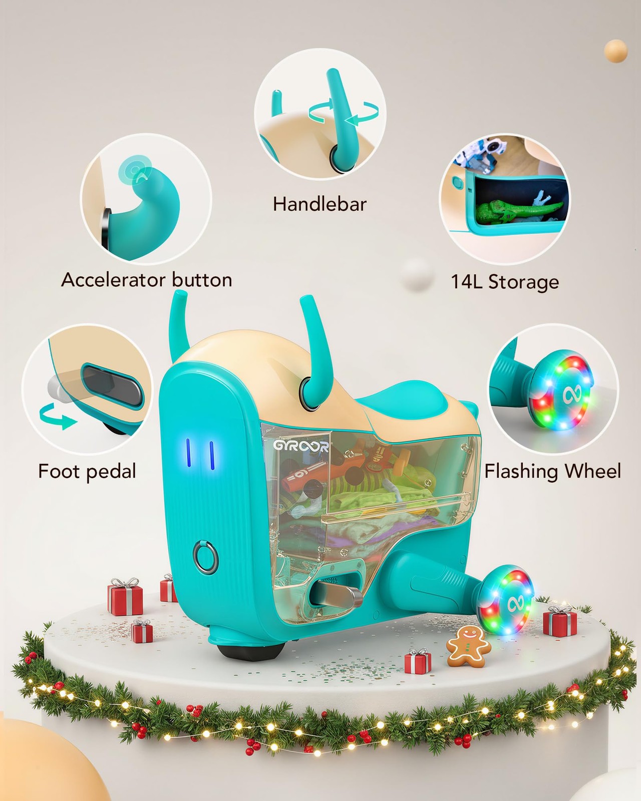 Gyroor Kids Electric Ride On Car Toy for Ages 48 2in1 Airplane Travel Suitca
