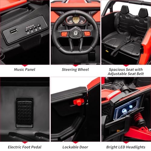Red UTV Car for Kids – 24V 2 Seater Ride on Battery Powered Electric Vehicle