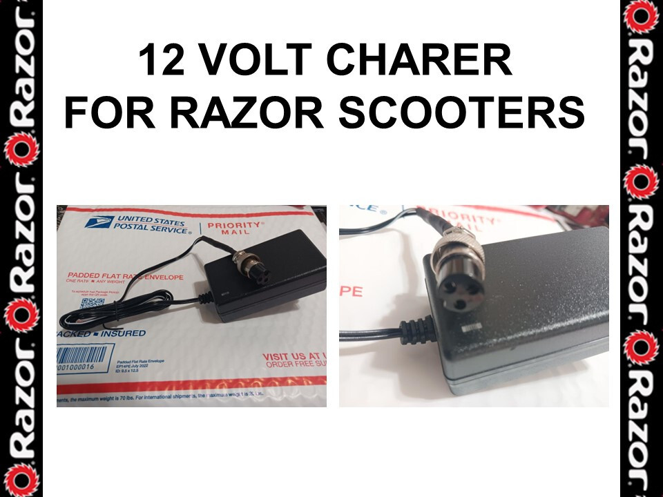 12v Charger for the RAZOR RIDE ON SCOOTERS WITH LIGHT RED/GREEN