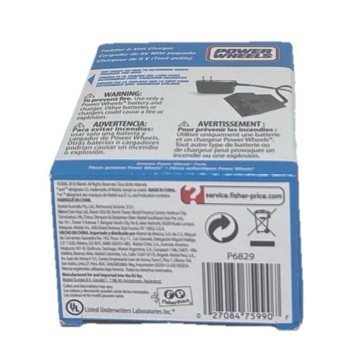 Power Wheels Toddler 6-Volt Charger – New In Box – 00801-1781 – Charges Blue 6V